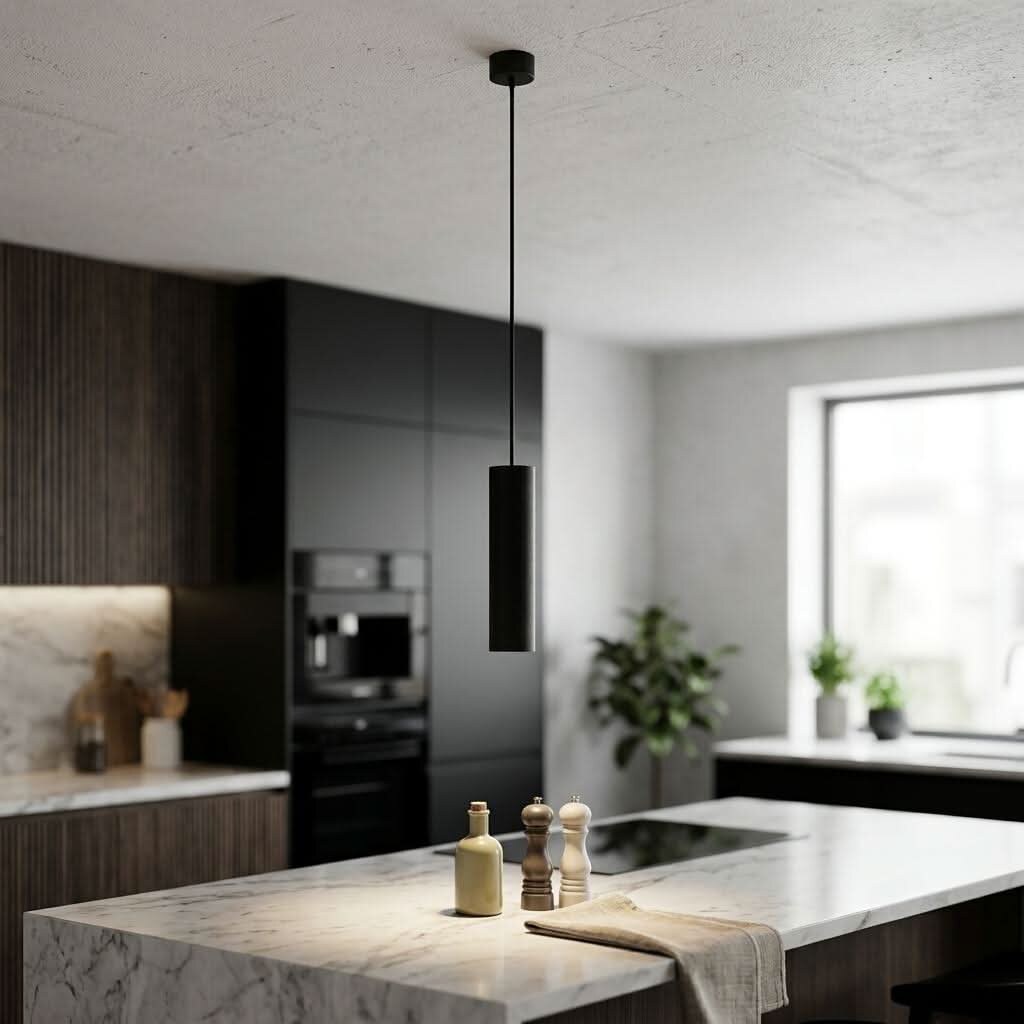 Minimalist Pendant Light – black aluminium, interchangeable reflectors