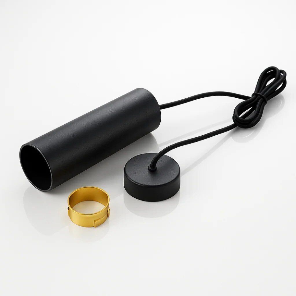 Minimalist Pendant Light – black aluminium, interchangeable reflectors