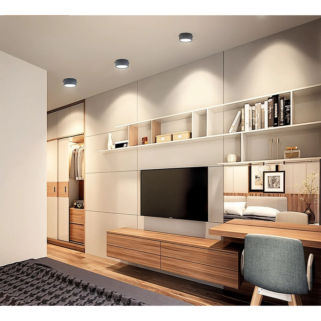 Modern Flush Mount Ceiling Light – matte iron, seven colours