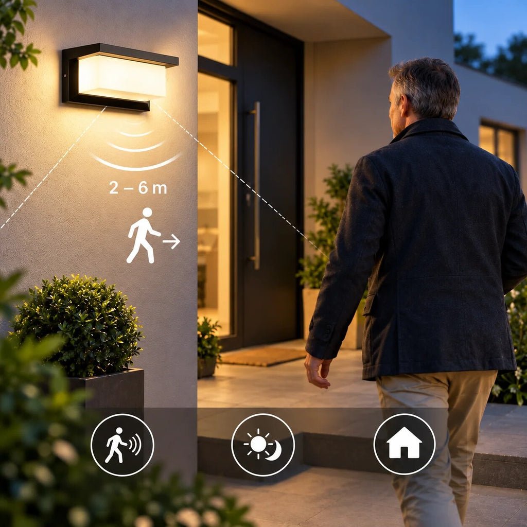 Motion Sensor Wall Light – modern aluminium, automatic activation