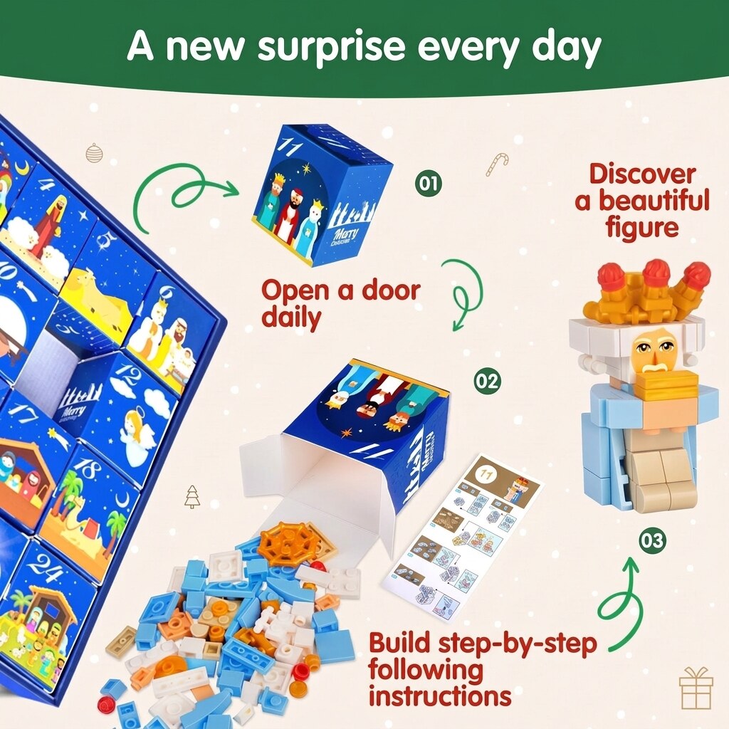 Nativity Advent Calendar – 24 daily building sets, complete scene