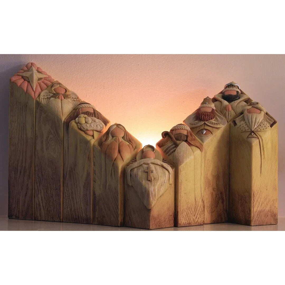 Nativity Pillar Set – nine resin figures, engraved details