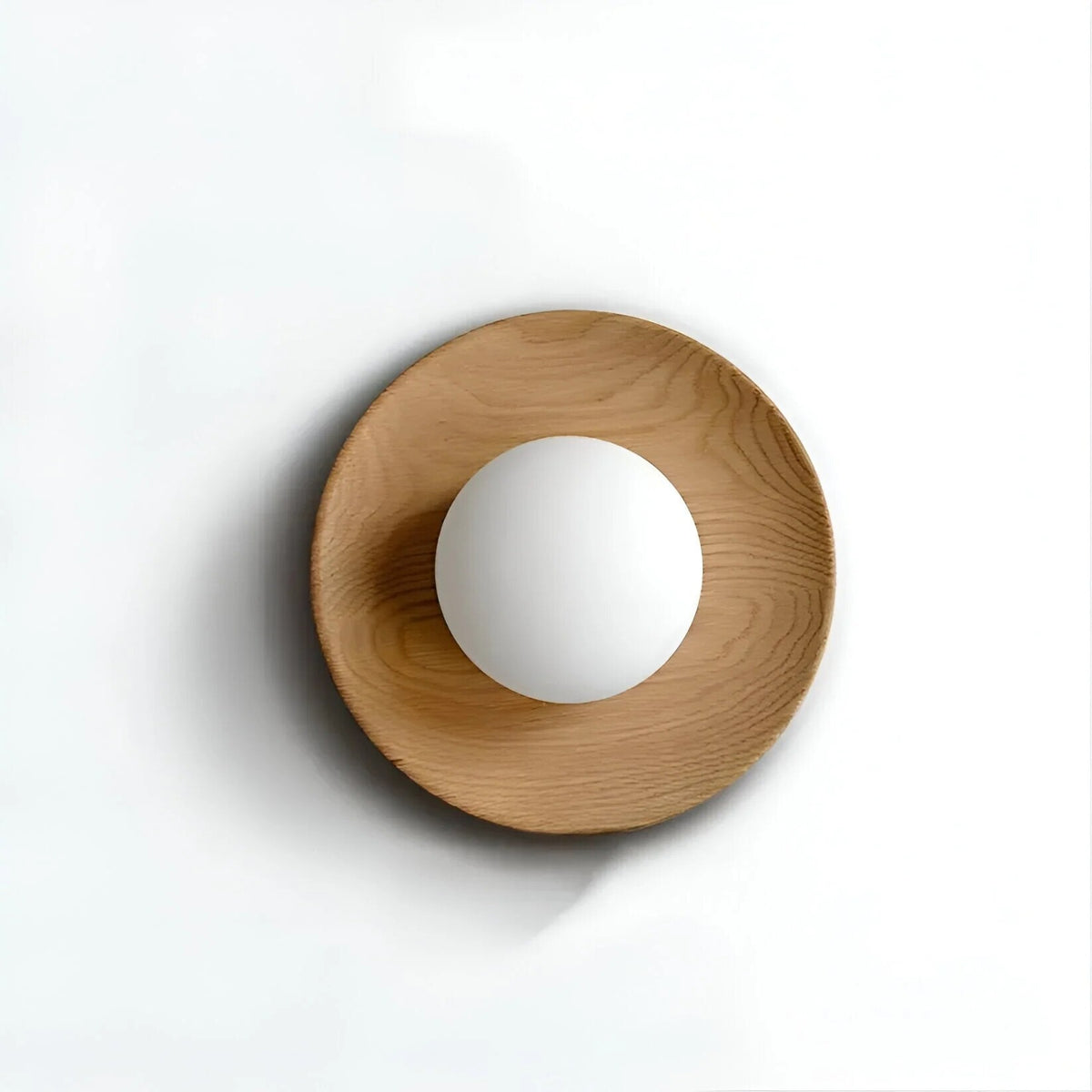 Natural Wood Wall Light – globe shade, warm or tri-colour