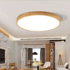 Nordic Solid Wood Ceiling Light – ultra-thin flush mount, dimmable