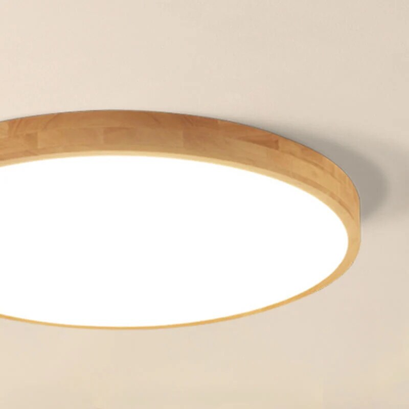Nordic Solid Wood Ceiling Light – ultra-thin flush mount, dimmable