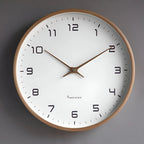 Nordic Wall Clock – timber frame, silent quartz, minimal aesthetic