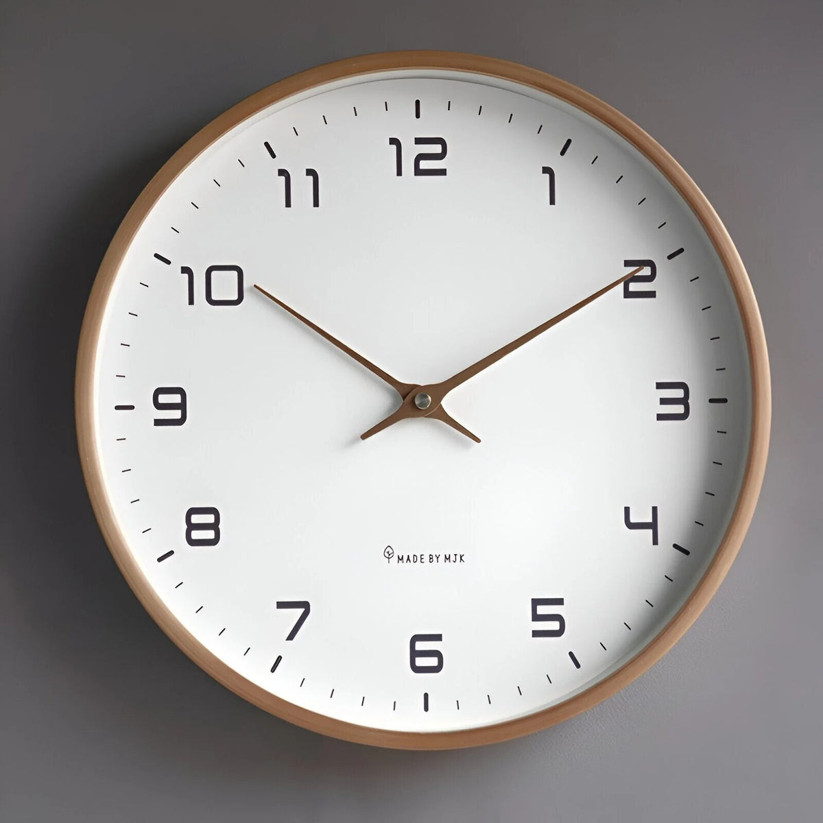 Nordic Wall Clock – timber frame, silent quartz, minimal aesthetic