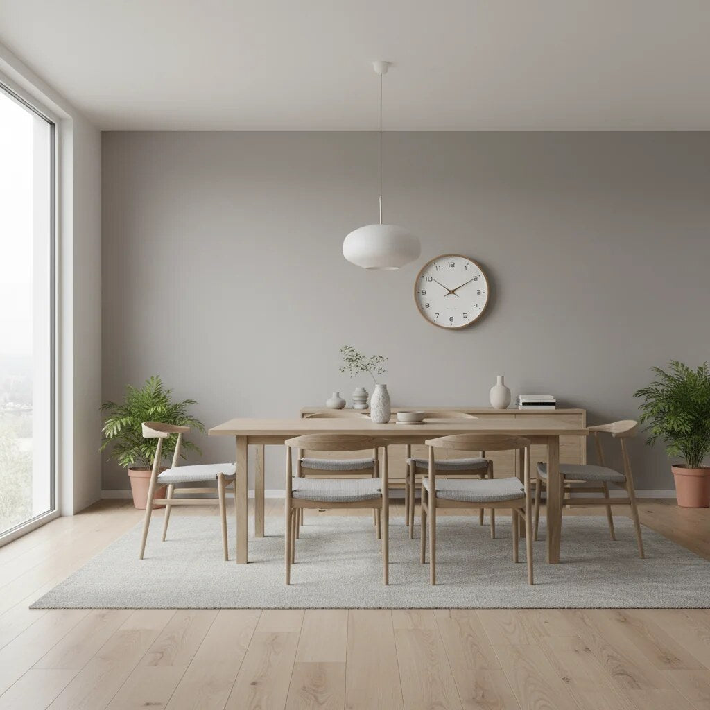 Nordic Wall Clock – timber frame, silent quartz, minimal aesthetic