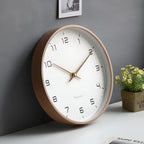 Nordic Wall Clock – timber frame, silent quartz, minimal aesthetic