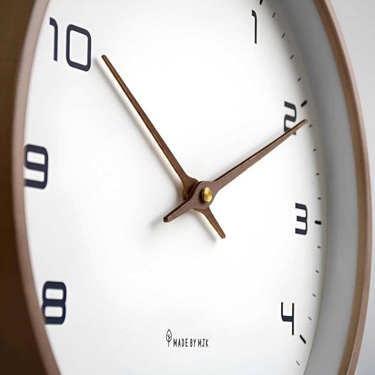 Nordic Wall Clock – timber frame, silent quartz, minimal aesthetic