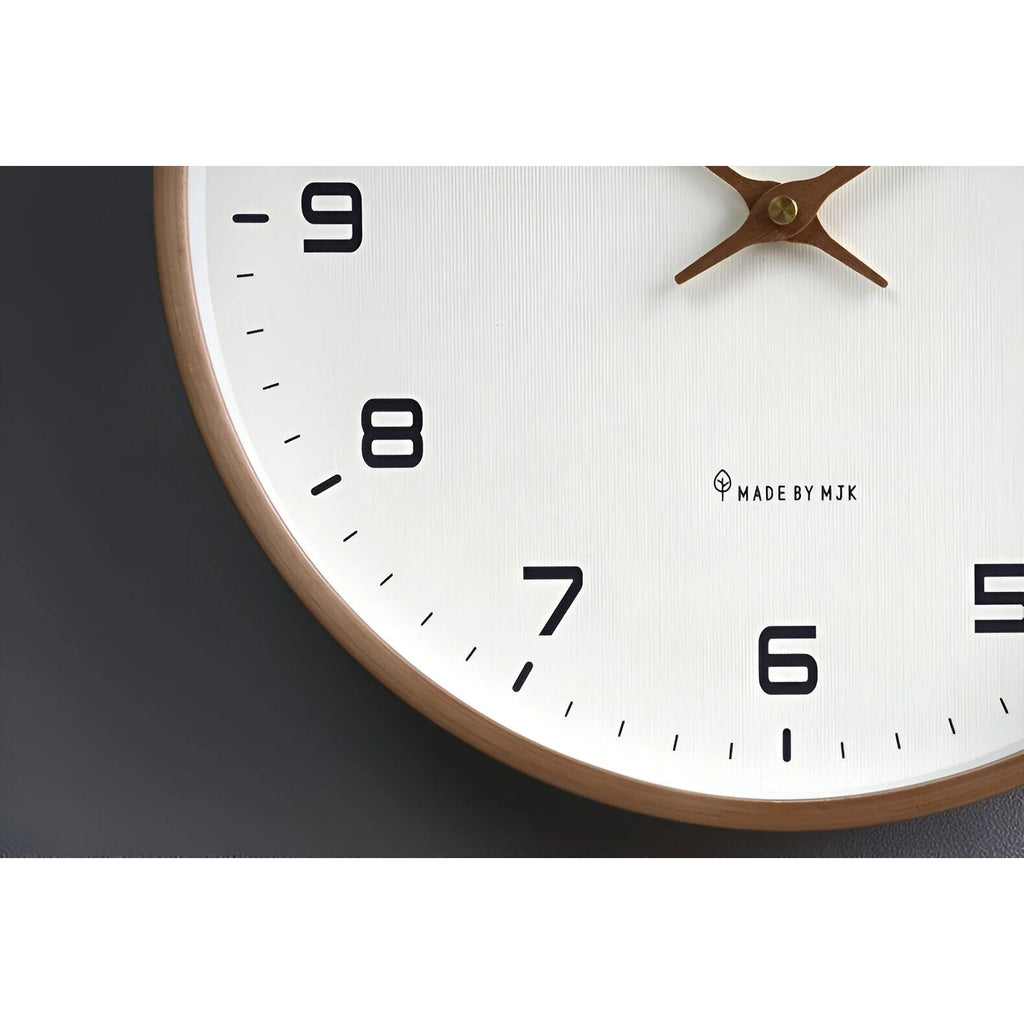 Nordic Wall Clock – timber frame, silent quartz, minimal aesthetic