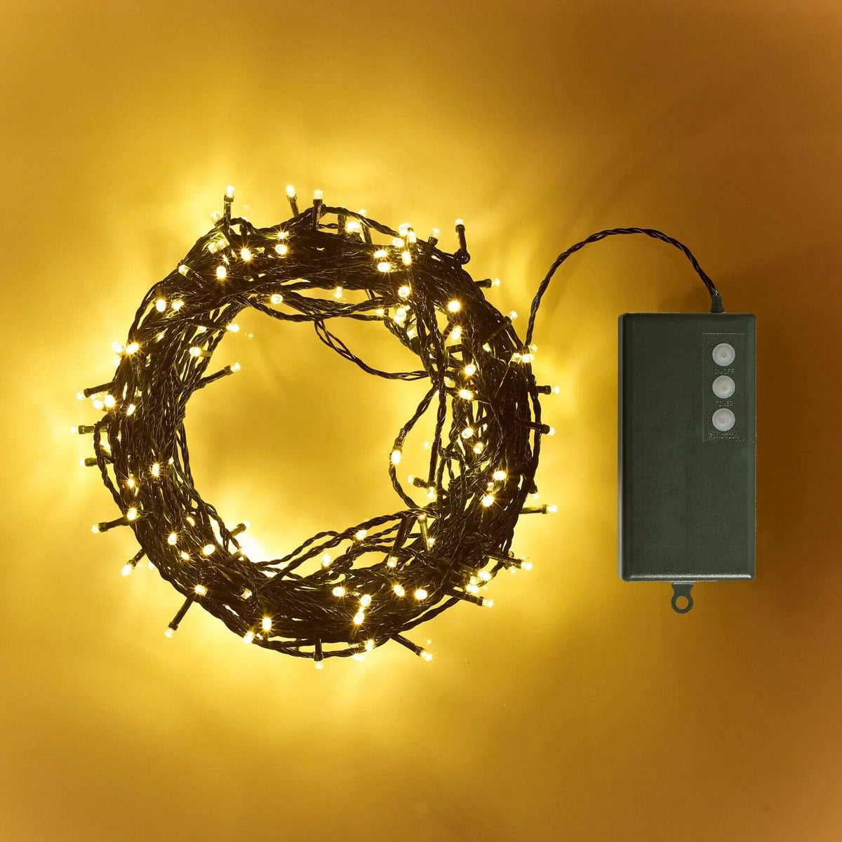 Outdoor Fairy Lights – warm white LEDs, battery powered, green cable