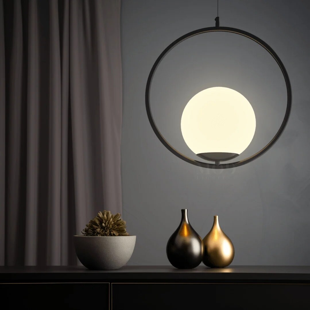 Oval Cage Globe Pendant Light – minimal frame, adjustable drop
