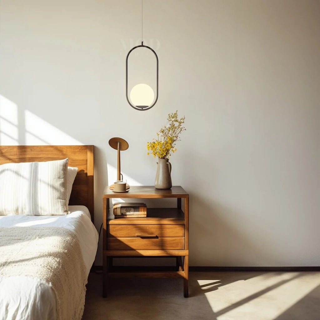 Oval Cage Globe Pendant Light – minimal frame, adjustable drop