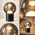 Oval Table Lamp – dimmable touch control, rechargeable, black chrome