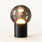 Oval Table Lamp – dimmable touch control, rechargeable, black chrome