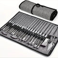 Paint Brush Set – nylon bristles, 24 pieces, roll-up case