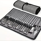Paint Brush Set – nylon bristles, 24 pieces, roll-up case