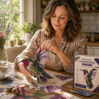 Patchwork Bird Craft Kit – hand-layered textile art with stand