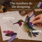 Patchwork Bird Craft Kit – hand-layered textile art with stand