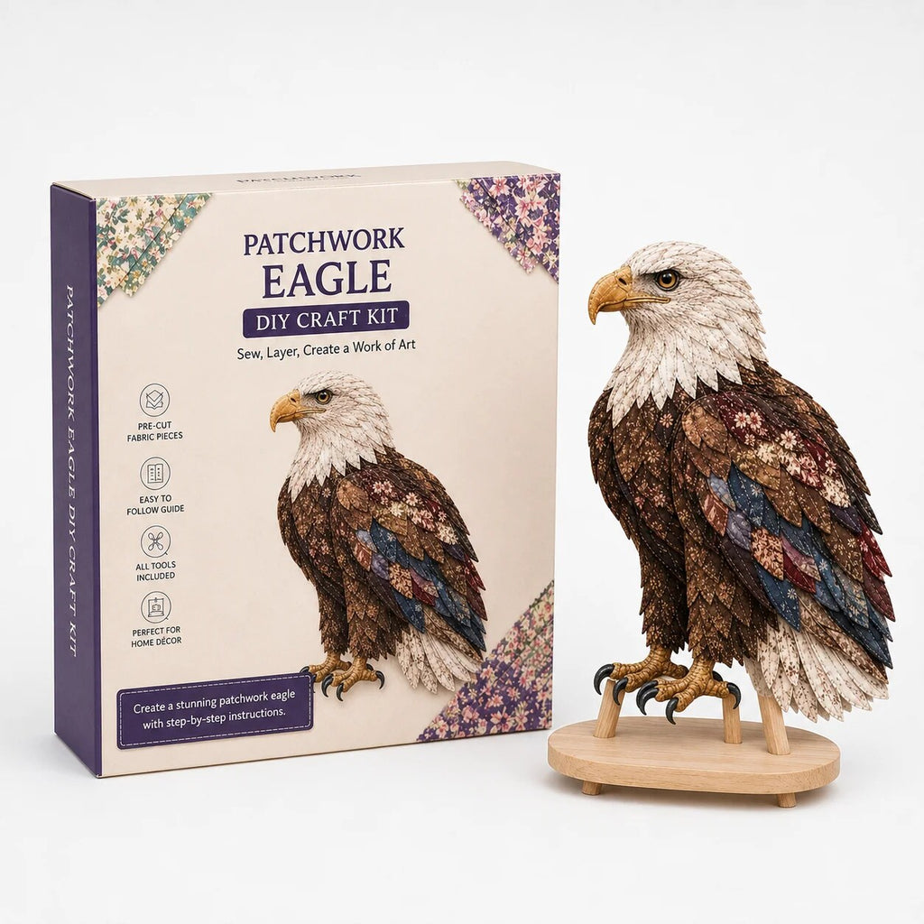 Patchwork Bird Craft Kit – hand-layered textile art with stand