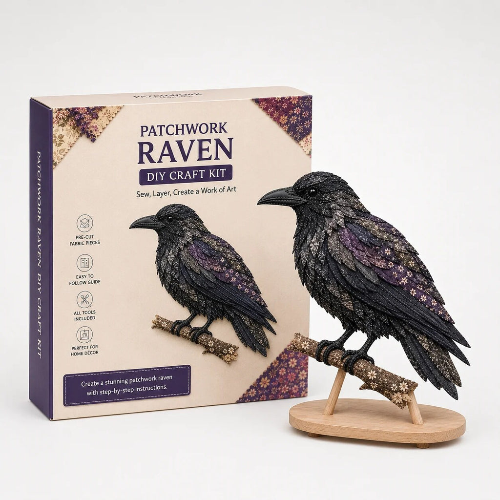 Patchwork Bird Craft Kit – hand-layered textile art with stand