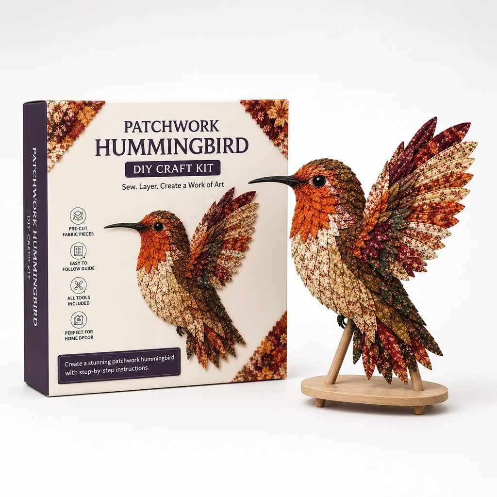 Patchwork Bird Craft Kit – hand-layered textile art with stand