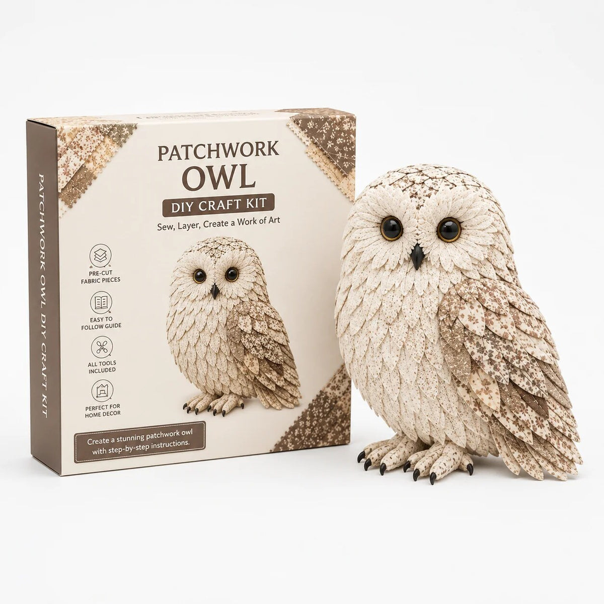 Patchwork Bird Craft Kit – hand-layered textile art with stand