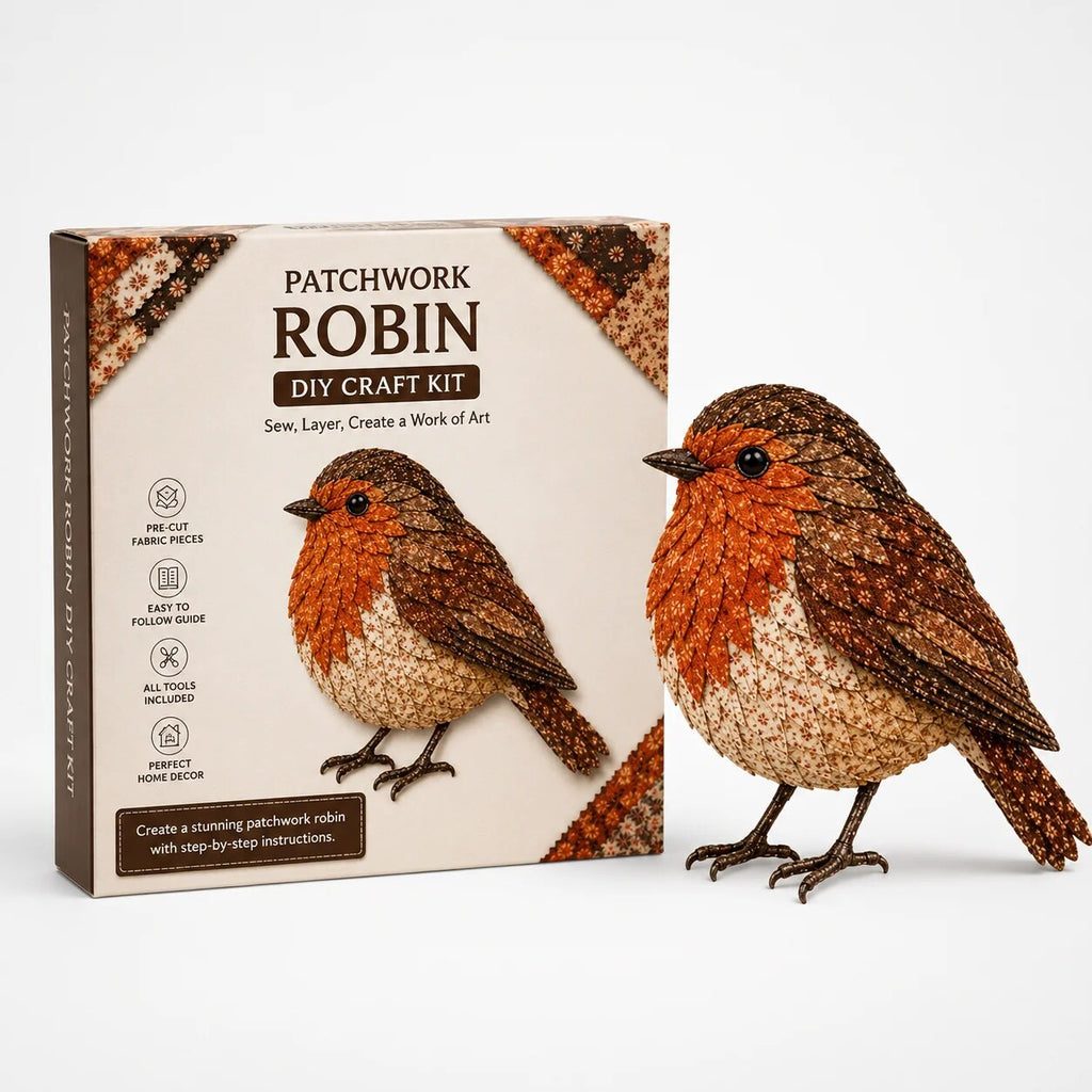 Patchwork Bird Craft Kit – hand-layered textile art with stand