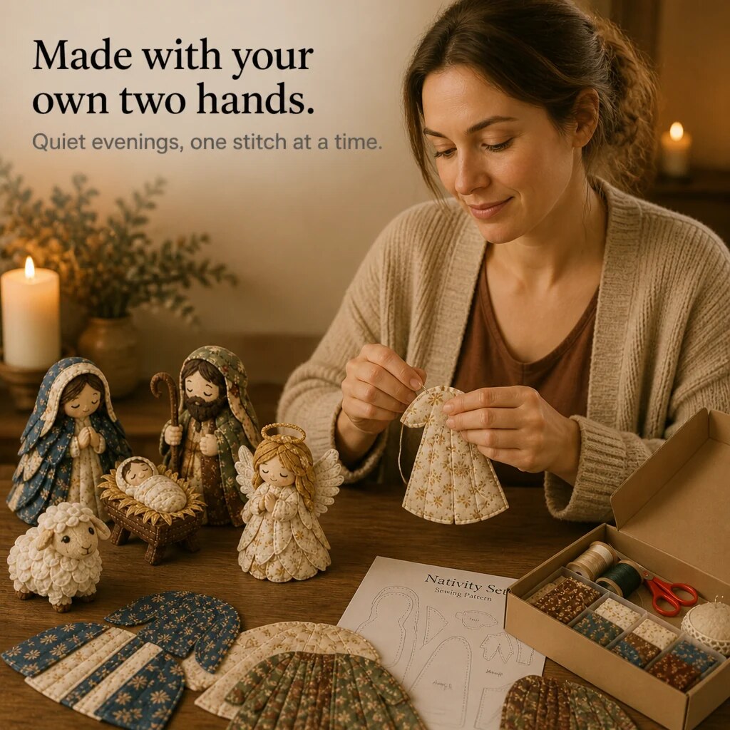 Patchwork Nativity Sewing Kit – hand stitched, pre-cut fabric pieces