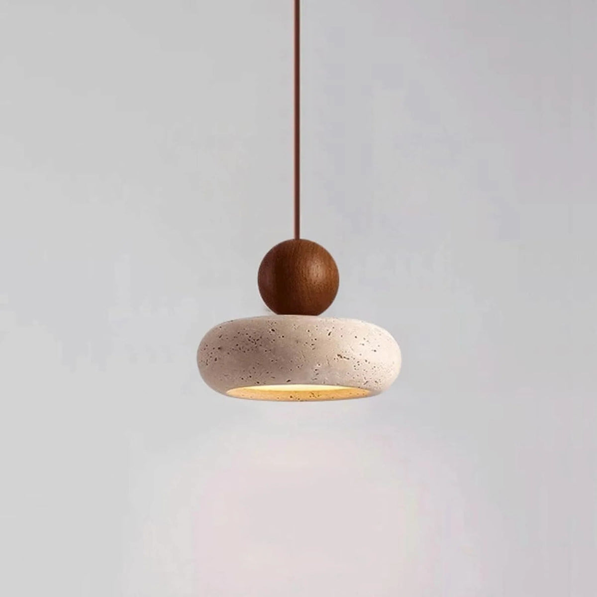 Pendant Light – wood with concrete finish, warm white LED