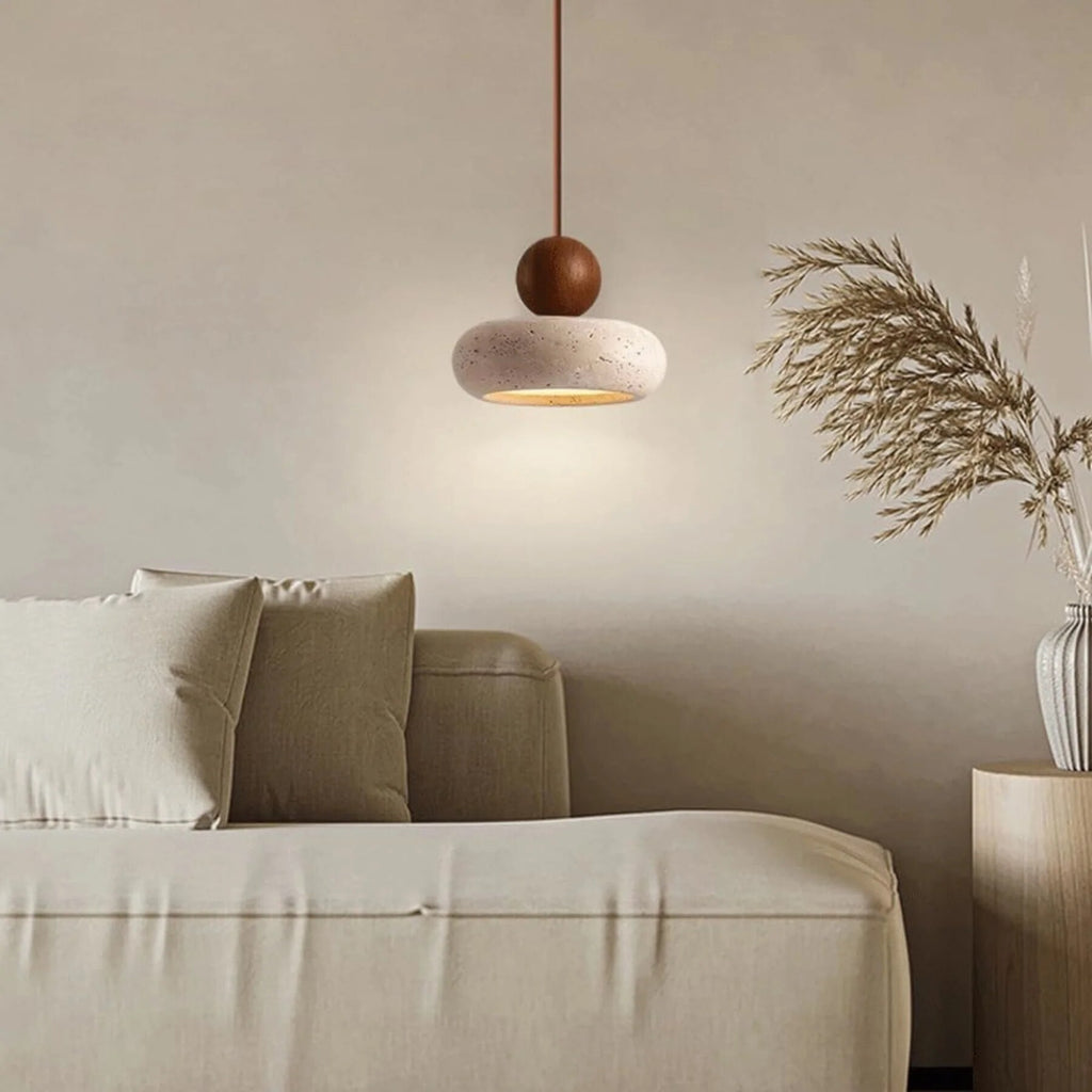 Pendant Light – wood with concrete finish, warm white LED
