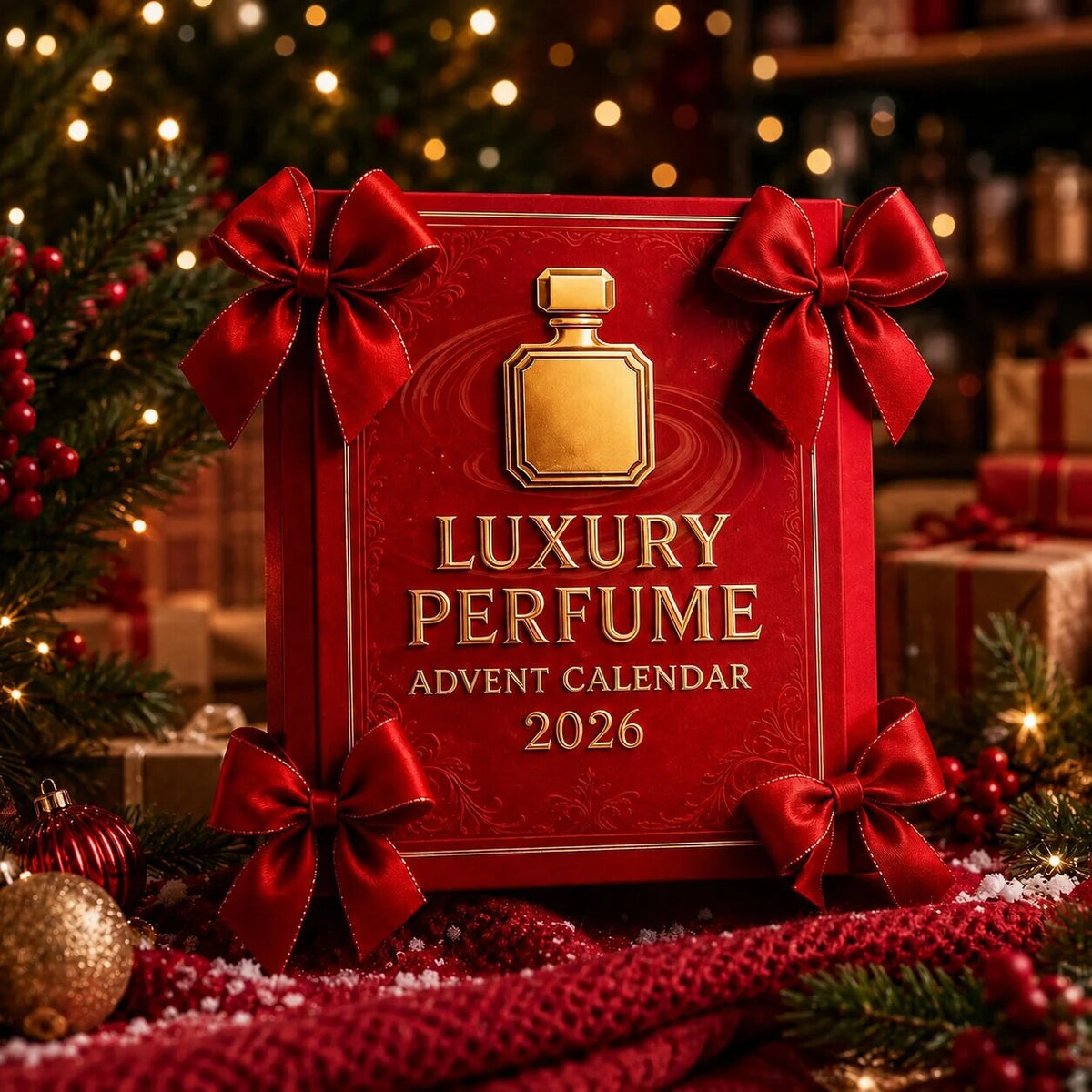 Perfume Advent Calendar – decorative ornaments, elegant aesthetic