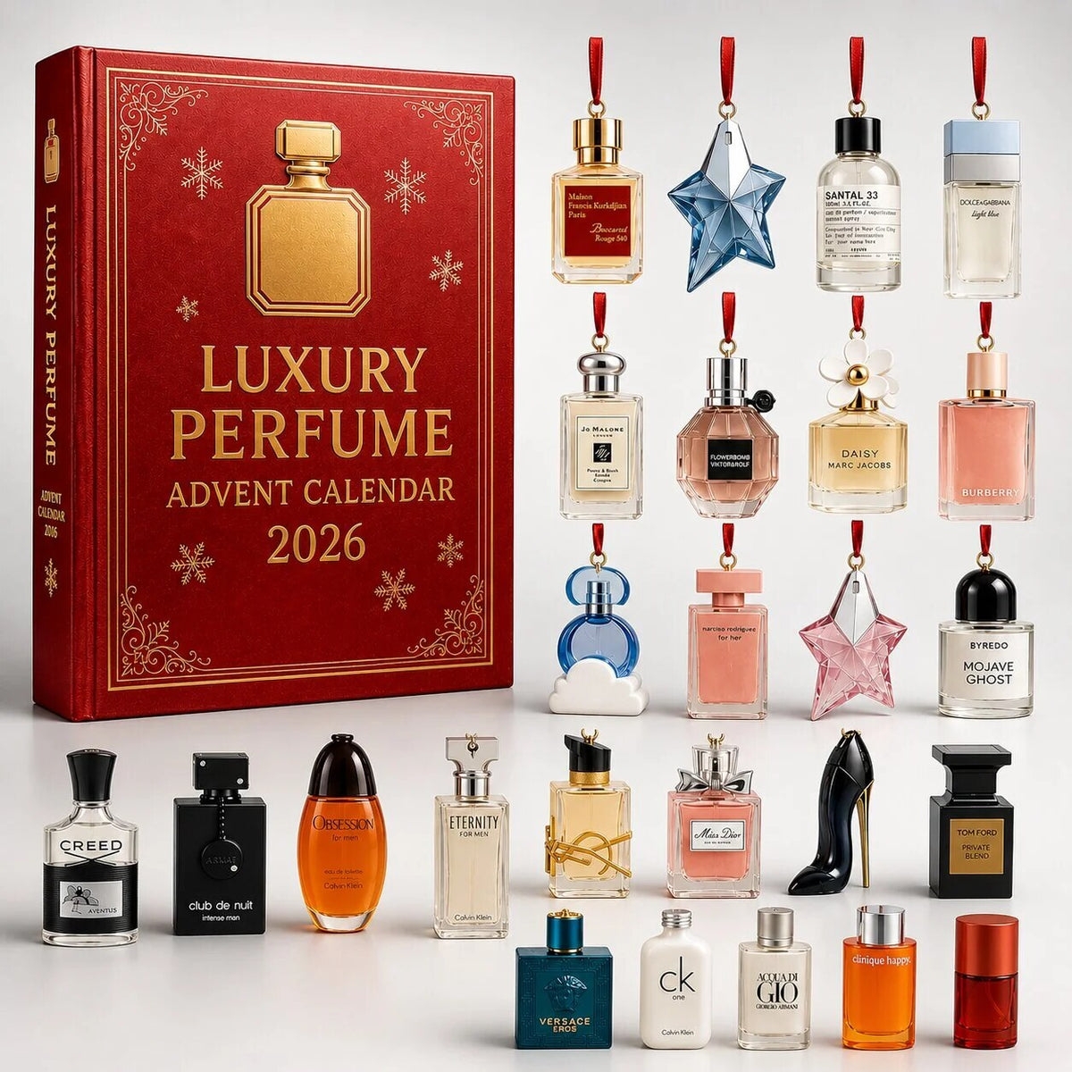 Perfume Advent Calendar – decorative ornaments, elegant aesthetic