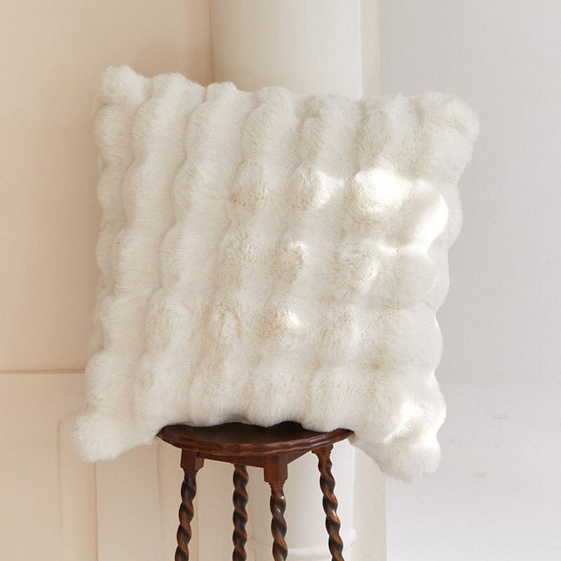 Plush Cushion Cover – faux fur rabbit texture, neutral colours