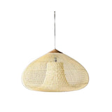 Rattan Pendant Light – woven dome shade, hardwired ceiling mount