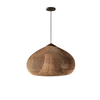 Rattan Pendant Light – woven dome shade, hardwired ceiling mount