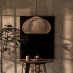 Rattan Pendant Light – woven dome shade, hardwired ceiling mount