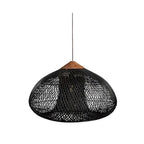 Rattan Pendant Light – woven dome shade, hardwired ceiling mount