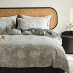 Reversible Cotton Bedding Set – toile floral and linen weave