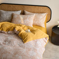 Reversible Cotton Bedding Set – toile floral and linen weave
