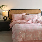 Reversible Cotton Bedding Set – toile floral and linen weave