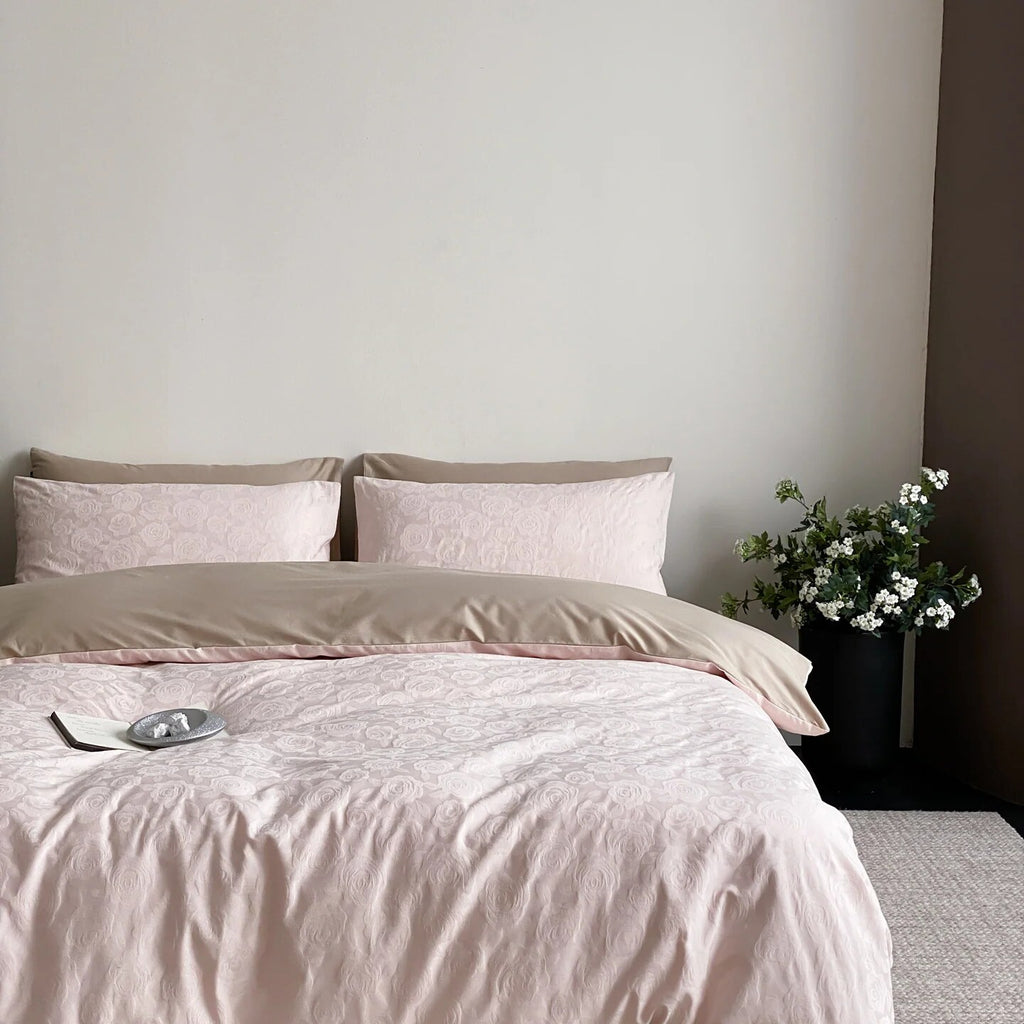 Reversible Cotton Satin Bedding – jacquard texture, machine washable