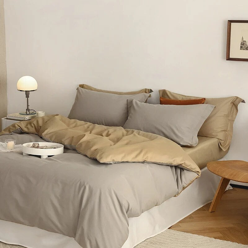 Reversible Cotton Satin Duvet – hotel closure, contrasting finish