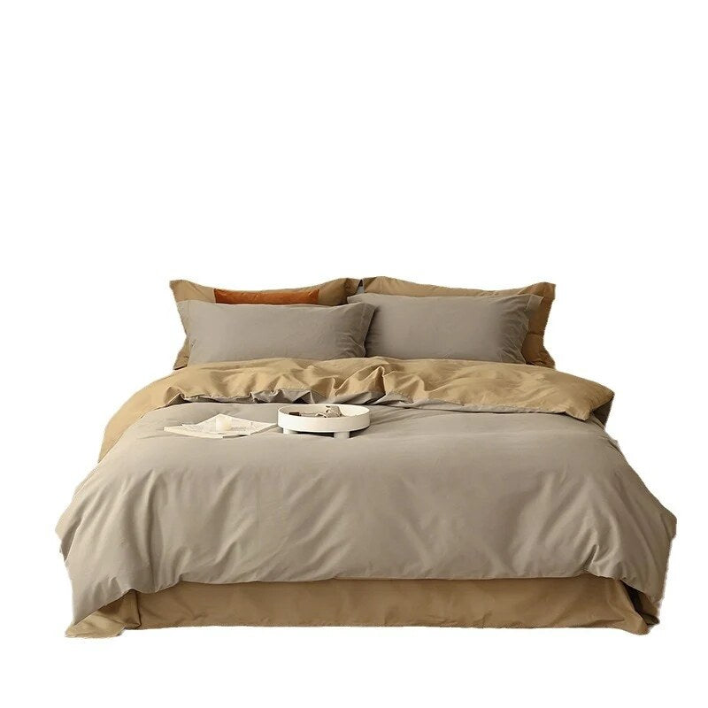 Reversible Cotton Satin Duvet – hotel closure, contrasting finish