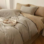 Reversible Cotton Satin Duvet – hotel closure, contrasting finish