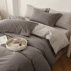 Reversible Cotton Satin Duvet – hotel closure, contrasting finish