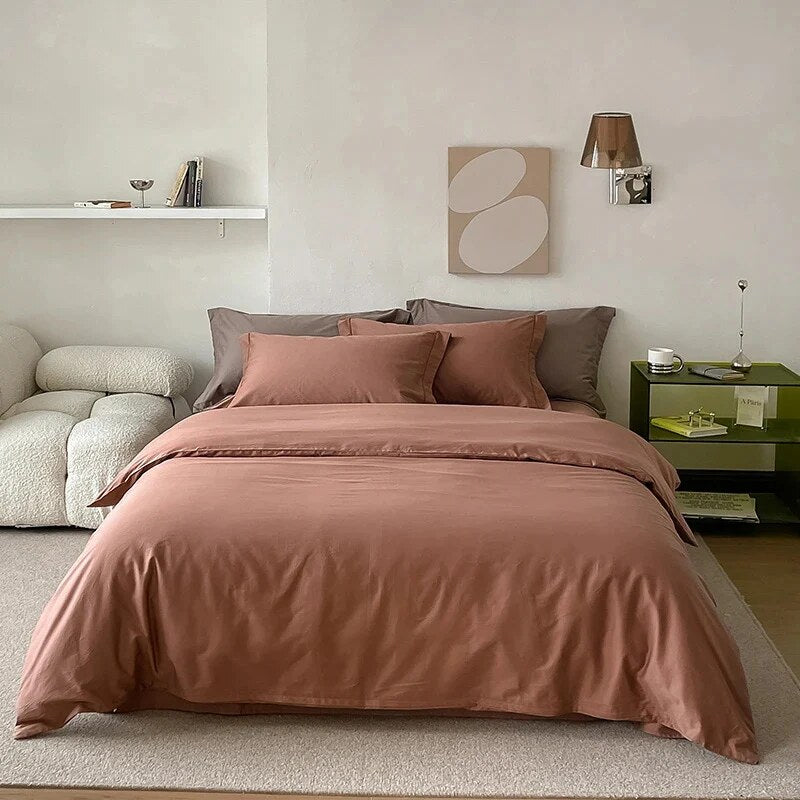 Reversible Satin Bedding Set – silky-matte finish, hotel closure