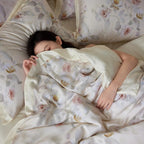 Reversible Satin Duvet Cover – floral watercolour print, silky-matte
