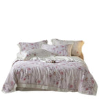 Reversible Satin Duvet Cover – floral watercolour print, silky-matte
